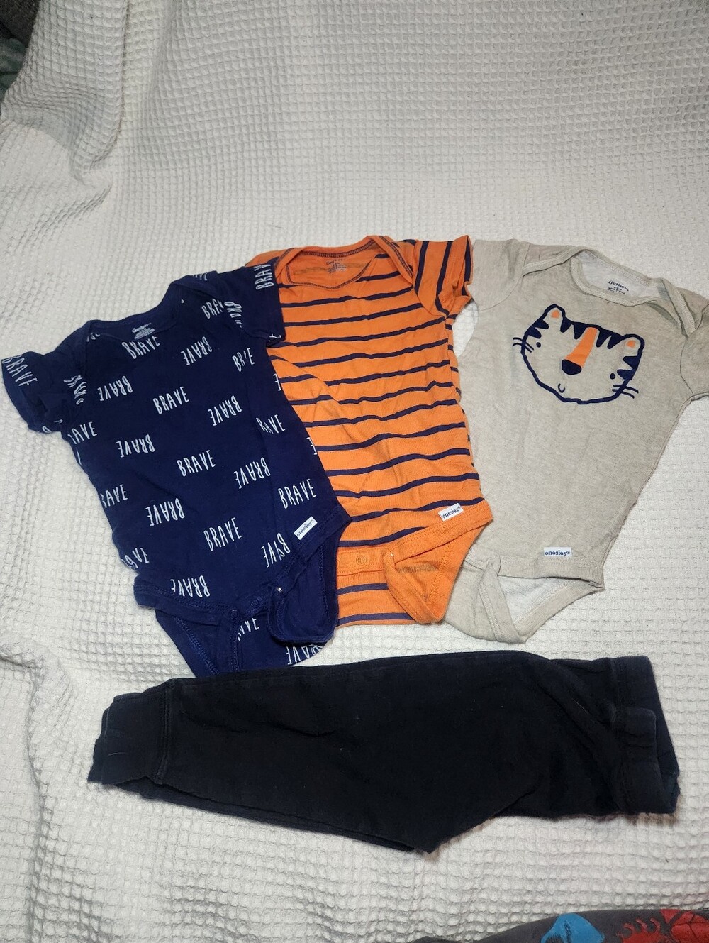 Gerber Navy, Orange & Gray Baby Bodysuit And Pant 4piece Set 6-9month